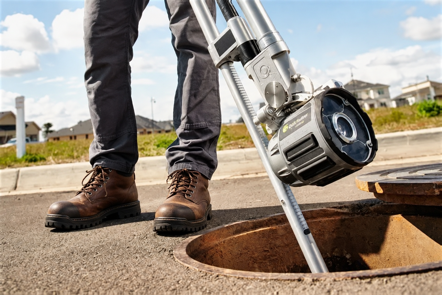 Quickview camera positioned at a manhole